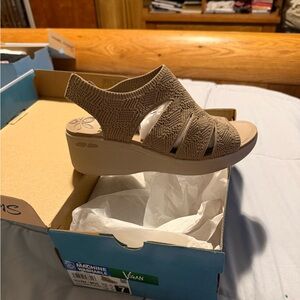 NWT: Skechers Women's Brown Wedge Sandals
